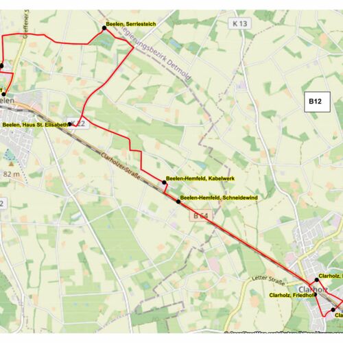 Fahrplan B12 Beelen - Clarholz